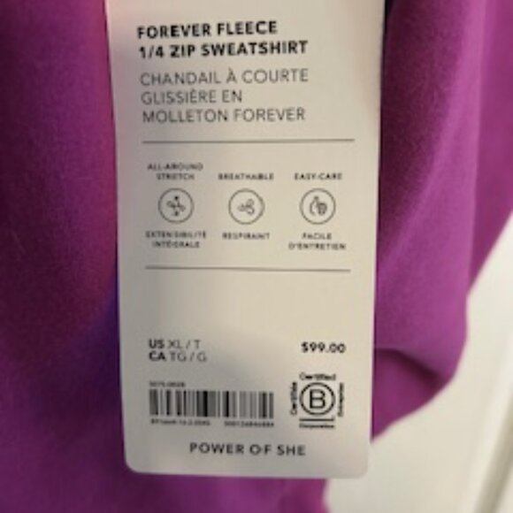 NWT Athleta Berry Forever Fleece 1/4 Zip Sweatshirt - XLT - Picture 6 of 6